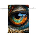 Eye Bird Feathers Vibrant Lightweight Drawstring Pouch (XL) Back