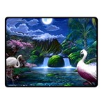 Flamingo Paradise Scenic Bird Fantasy Moon Paradise Waterfall Magical Nature Fleece Blanket (Small) 50 x40  Blanket Front