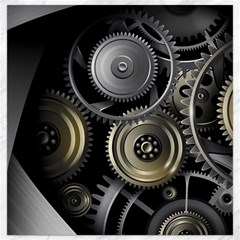 Abstract Style Gears Gold Silver Canvas 12  X 12  by Cemarart