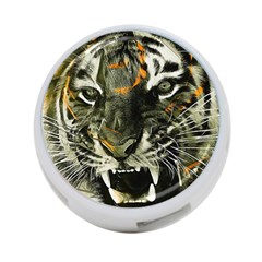 Angry Tiger Animal Broken Glasses 4-port Usb Hub (two Sides) by Cemarart