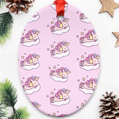 Unicorn Clouds Colorful Cute Pattern Sleepy Ornament (oval) by Grandong