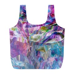 Fuchsia On Turquoise Flow Full Print Recycle Bag (l) by kaleidomarblingart