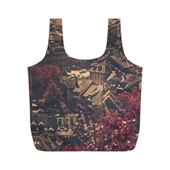 Vintage Cityscape City Retro Old Full Print Recycle Bag (m) by Cemarart