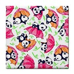 Panda Umbrella Pattern Tile Coaster Front
