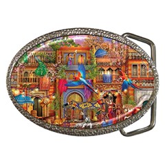 Arabian Street Art Colorful Peacock Tiger Man Parrot Horse Dancer Fantasy Belt Buckles by Cemarart