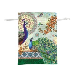 Royal Peacock Feather Art Fantasy Lightweight Drawstring Pouch (l) by Cemarart