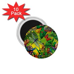 The Chameleon Colorful Mushroom Jungle Flower Insect Summer Dragonfly 1 75  Magnets (10 Pack)  by Cemarart