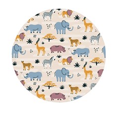 Wild Animals Seamless Pattern Mini Round Pill Box (pack Of 5) by Ndabl3x