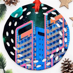 Fantasy City Architecture Building Cityscape Round Filigree Ornament (two Sides) by Cemarart