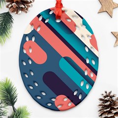 Blue Geometric Background, Abstract Lines Background Ornament (oval Filigree) by nateshop