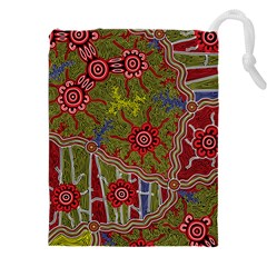 Authentic Aboriginal Art - Connections Drawstring Pouch (4xl) by hogartharts