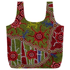 Authentic Aboriginal Art - Connections Full Print Recycle Bag (xxl) by hogartharts