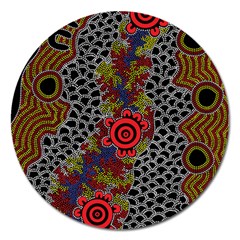 Authentic Aboriginal Art - Gathering Magnet 5  (round) by hogartharts