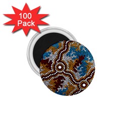 Authentic Aboriginal Art - Wetland Dreaming 1 75  Magnets (100 Pack)  by hogartharts