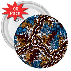 Authentic Aboriginal Art - Wetland Dreaming 3  Buttons (100 Pack)  by hogartharts