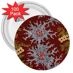 Authentic Aboriginal Art - Bushland Dreaming 3  Buttons (100 Pack)  by hogartharts