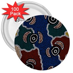 Authentic Aboriginal Art - Riverside Dreaming 3  Buttons (100 Pack)  by hogartharts