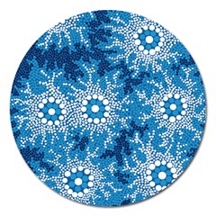 Authentic Aboriginal Art - Waterhole Dreaming Magnet 5  (round) by hogartharts