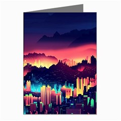 Cityscape Building Painting 3d City Illustration Greeting Cards (pkg Of 8) by Bedest