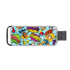 Vintage Art Tattoos Colorful Seamless Pattern Portable Usb Flash (one Side) by Bedest