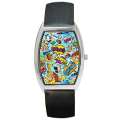 Graffiti Word Seamless Pattern Barrel Style Metal Watch by Bedest