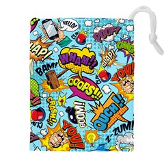 Vintage Art Tattoos Colorful Seamless Pattern Drawstring Pouch (4xl) by Bedest