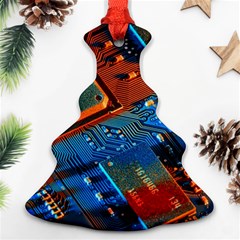 Gray Circuit Board Electronics Electronic Components Microprocessor Ornament (christmas Tree)  by Cemarart