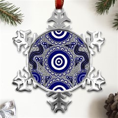 Authentic Aboriginal Art - Gathering Metal Small Snowflake Ornament by hogartharts