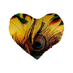 Oceans Stunning Painting Sunset Scenery Wave Paradise Beache Mountains Standard 16  Premium Heart Shape Cushions by Cemarart