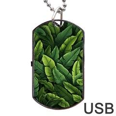 Green Leaves Dog Tag Usb Flash (one Side) by goljakoff