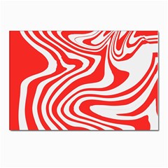 Red White Background Swirl Playful Postcards 5  X 7  (pkg Of 10) by Cemarart