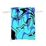 Mint Background Swirl Blue Black Lightweight Drawstring Pouch (M) Front