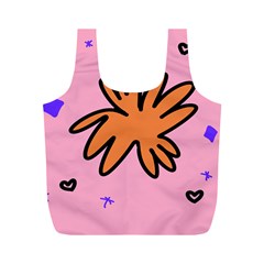 Doodle Flower Sparkles Orange Pink Full Print Recycle Bag (m) by Cemarart
