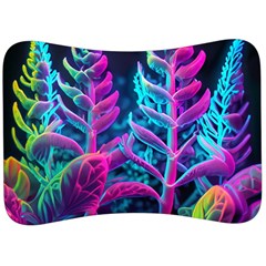 Spring Flower Neon Wallpaper Velour Seat Head Rest Cushion by Cemarart