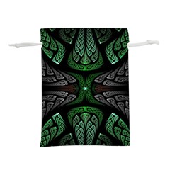 Fractal Green Black 3d Art Floral Pattern Lightweight Drawstring Pouch (m) by Cemarart