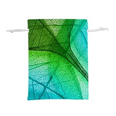3d Leaves Texture Sheet Blue Green Lightweight Drawstring Pouch (m) by Cemarart