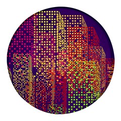 Building Architecture City Facade Round Glass Fridge Magnet (4 Pack) by Grandong