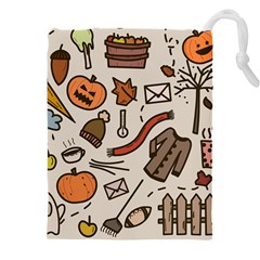 Halloween Doodle Autumn Pumpkin Drawstring Pouch (4xl) by Bedest