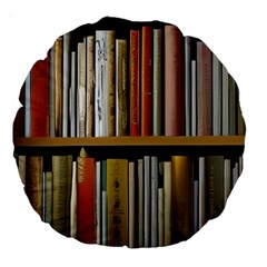 Book Nook Books Bookshelves Comfortable Cozy Literature Library Study Reading Reader Reading Nook Ro Large 18  Premium Round Cushions by Maspions