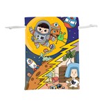 Astronaut Moon Monsters Spaceship Universe Space Cosmos Lightweight Drawstring Pouch (L) Front