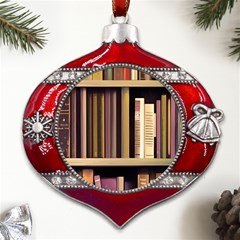 Books Bookshelves Office Fantasy Background Artwork Book Cover Apothecary Book Nook Literature Libra Metal Snowflake And Bell Red Ornament by Grandong
