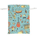 Seamless Pattern Musical Instruments Notes Headphones Player Lightweight Drawstring Pouch (XL) Back