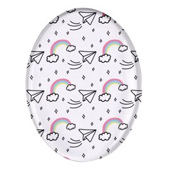 Cute Art Print Pattern Oval Glass Fridge Magnet (4 Pack) by Apen
