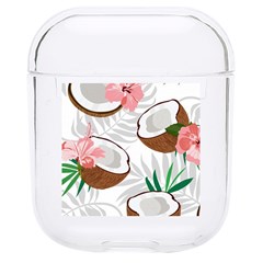 Seamless Pattern Coconut Piece Palm Leaves With Pink Hibiscus Hard Pc Airpods 1/2 Case by Apen