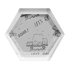 Childish Seamless Pattern With Dino Driver Hexagon Wood Jewelry Box by Apen