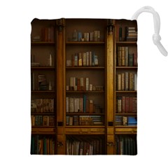 Books Book Shelf Shelves Knowledge Book Cover Gothic Old Ornate Library Drawstring Pouch (4xl) by Maspions