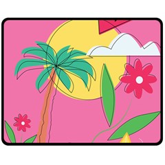 Ocean Watermelon Vibes Summer Surfing Sea Fruits Organic Fresh Beach Nature Fleece Blanket (medium) by Maspions