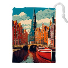 London England Bridge Europe Buildings Architecture Vintage Retro Town City Drawstring Pouch (4xl) by Maspions