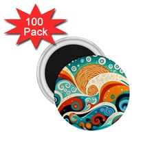 Waves Ocean Sea Abstract Whimsical Abstract Art Pattern Abstract Pattern Nature Water Seascape 1 75  Magnets (100 Pack)  by Bedest