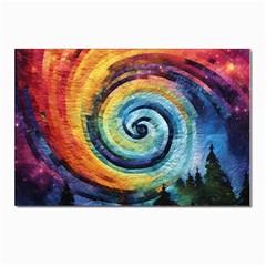 Cosmic Rainbow Quilt Artistic Swirl Spiral Forest Silhouette Fantasy Postcards 5  X 7  (pkg Of 10) by Maspions